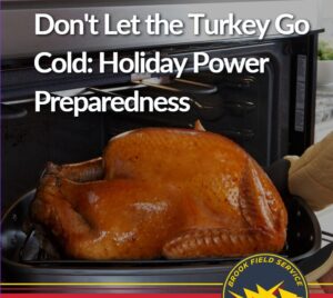 Blog Promotion image for the article, "Don’t Let the Turkey Go Cold: Achieving Holiday Power Assurance," with picture of Golden, cooked turkey being taken out of the oven.
