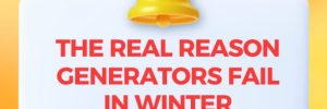 Blog promotional image for the article "The Real Reason Generators Fail in Winter (Hint: It's Oil)" with a bell notification graphic.