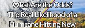 Blog promotional image of a split screen of a spatial photo of a hurricane over Earth and a Vermont summer farmland scene, for the article, "What Are the Odds? The Real Likelihood of a Hurricane Hitting New England" by Brook Field Service.