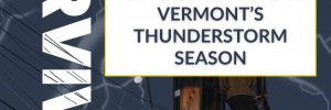 Brook Field Service blog promo graphic reading "Powering Through Vermont's Thunderstorm Season," set against a dark, dramatic sky with lightning bolts, highlighting the threat of summer power outages.